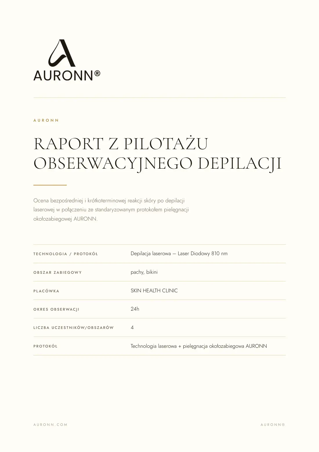 Depilacja laserowa — laser diodowy 810 nm + AURONN®