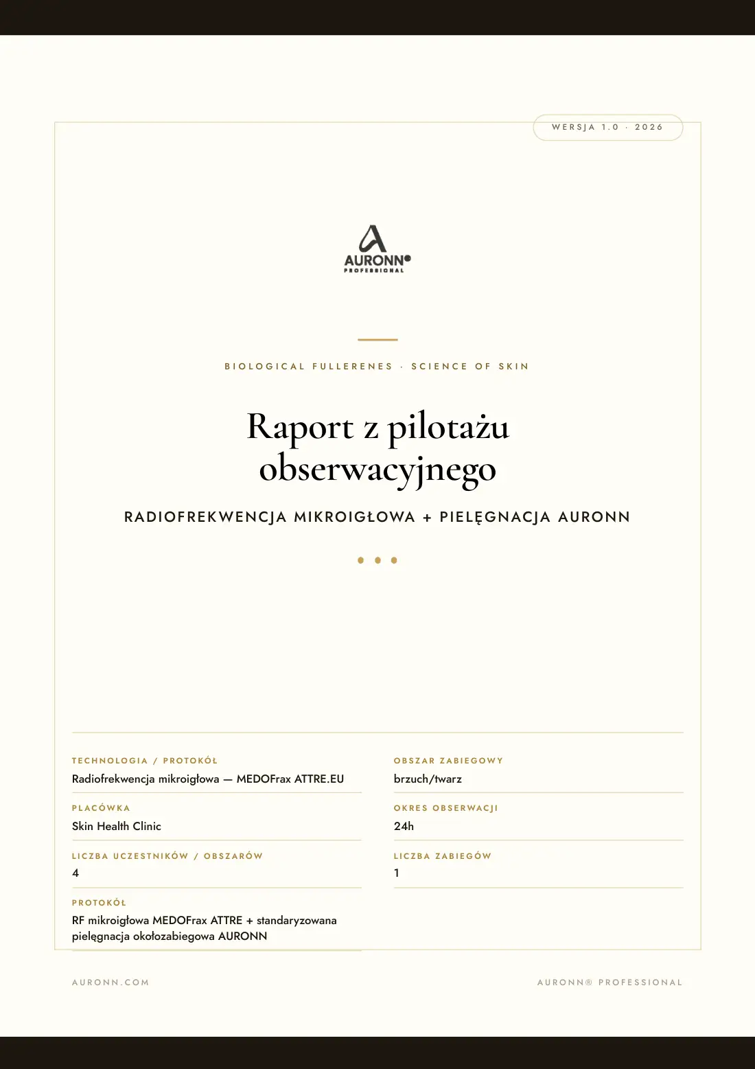 Radiofrekwencja mikroigłowa + pielęgnacja AURONN®