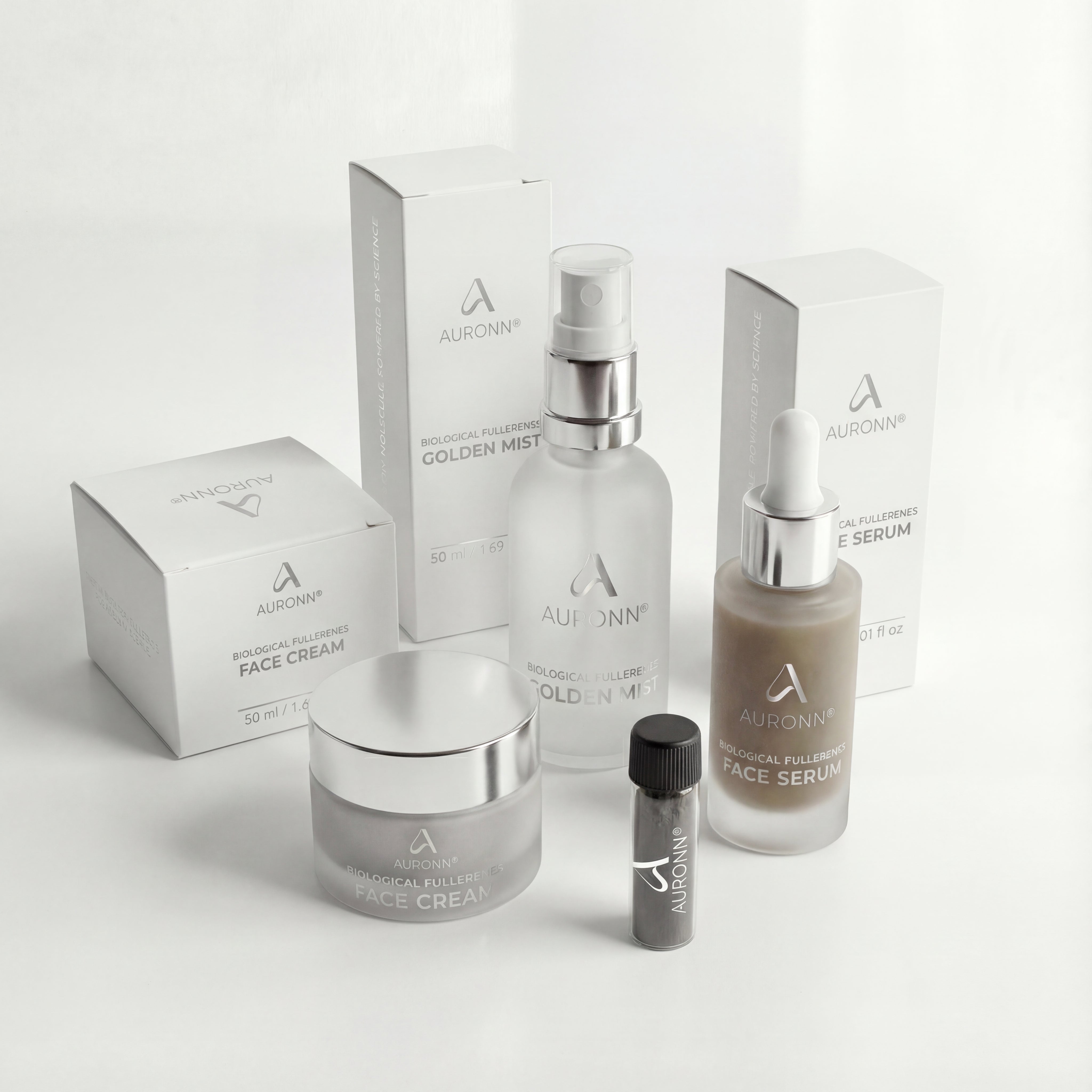 ZESTAW  ™ BIOLOGICAL FULLERENES SERUM, CREAM, MIST, AURONN® Węgiel Biologiczny