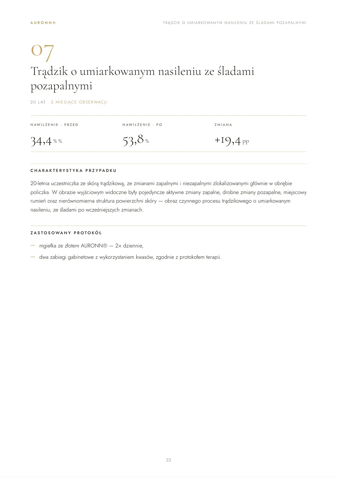 Skóra trądzikowa — pielęgnacja domowa AURONN® + dwa zabiegi z kwasami — strona 23