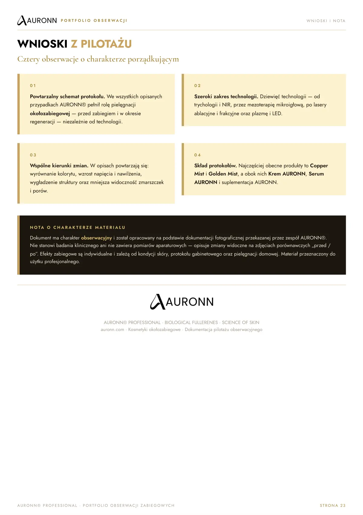 AURONN® Portfolio obserwacji zabiegowych — strona 23
